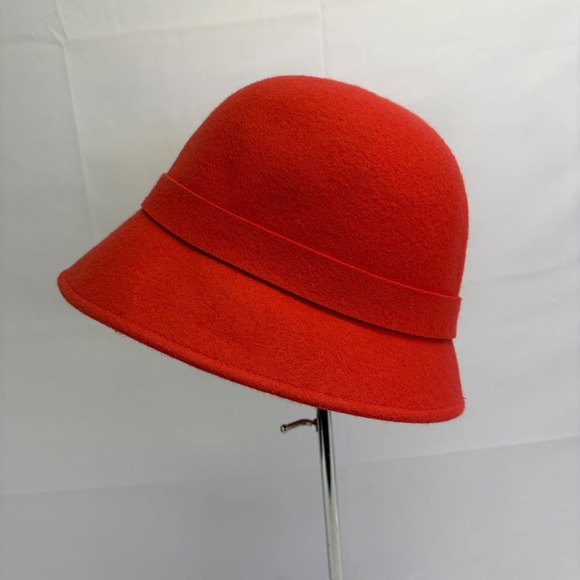 Kate Spade New York Wool Felt 1920s style Cloche Bucket Hat Red Bow main image 10
